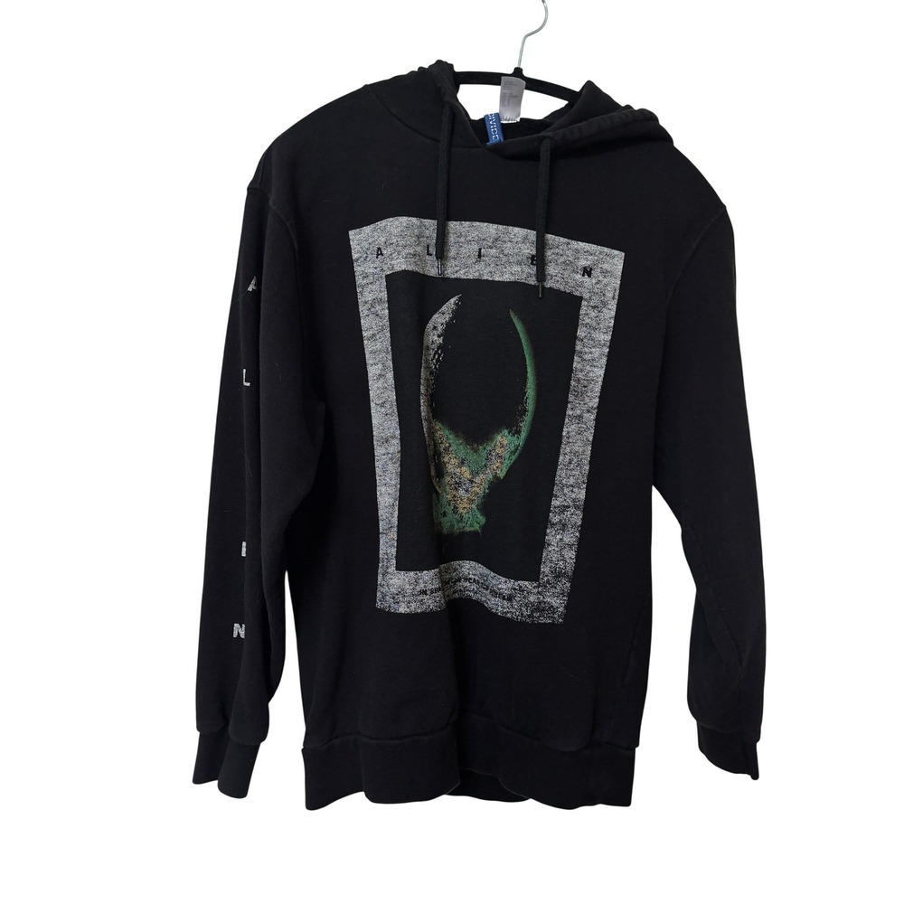 H&M‎ Divided Alien Movie Graphic Hoodie Black 20th Century Fox Sci-Fi Small